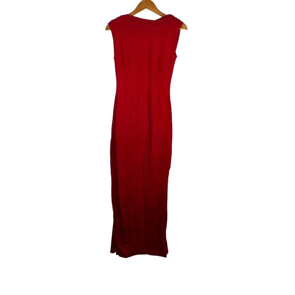 Tadashi Womens Red Cowl Neck Open Back Sleeveless Bodycon Long Dress Size S‎